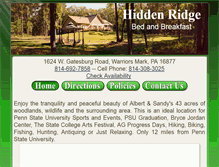 Tablet Screenshot of hiddenridgebnb.com